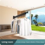 LIENAHU Wall Mounted Clothes Drying Rack, Folding Laundry Hanger, Retractable and Collapsible Clothing Rack (Black, With Hooks) - Image 8