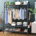 135cm 3-Layer Clothes Rack, Metal Garment Rack, Coat Rack Shoes Rack, Clothes Rail Stand, Multipurpose Clothes Hanger Organizer
