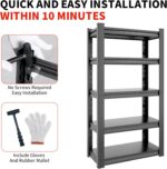 72" H Garage Shelving 2500LBS Heavy Duty Storage Shelves Adjustable 5 Tier Metal Shelves for Storage Garage Industrial Shelving Utility Racks,16" D*36" W*72" H,Black - Image 4