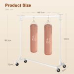 Hoctieon Z Clothes Rack with Cover, Metal Heavy Duty Clothing Rack, Rolling Garment Rack with Wheels, with Dustproof Cover Waterproof Protector, 2 Durable Zippers, for Hanging Clothes, White - Image 7