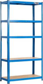 Rhino Racking - 5 Tier Heavy-Duty Industrial Storage Shelves - Blue - 180x90x40cm