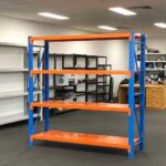 Heavy Duty Metal Warehouse 4 Steps Racking Storage Garage Shelving Steel Shelf Capacity 200kg Each Shelves (150x60x200) (Blue + Orange) - Image 3