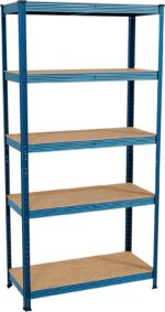 Home Vida 5 Tier Blue Heavy Duty Adjustable Steel Garage Shelving Unit (H) 1800mm (W) 900mm - 875kg Weight Capacity - Image 7