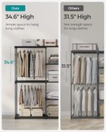 SONGMICS Portable Closet, Freestanding Closet Organizer, Clothes Rack with Shelves, Hanging Rods, Storage Organizer, for Cloakroom, Bedroom, 48.8 x 16.9 x 71.7 Inches, Black URYG026B02 - Image 4
