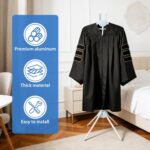 Retail-Ready Hanger Rack for Clothing Dress Garment Coat, Adjustable 32-63 inch T Shirt Display Stand for Adult Vendors, Portable Hanging Black Metal Design - Image 2