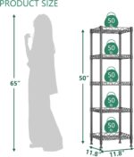 GIOTORENT 5 Tier Standing Shelving Metal Units, Adjustable Height Wire Shelf Display Rack for Laundry Bathroom Kitchen 11.8" W x 11.8" D x 50" H, Black (Black, 11.8 W x 11.8 D x 50 H) - Image 2