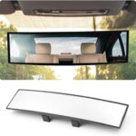 PINKE 12 Inch Rear View Mirror, Clip-On Universal Panoramic Convex Interior Car Mirror, HD Anti-Glare Wide Angle for Cars SUVs, Trucks, Car Accessories Interior