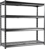 The Atlas 72" W Heavy Duty Garage Shelving Load 8000 Lbs, 4 Tier Metal Storage Shelves, Adjustable Industrial Steel Rack for Warehouse Basement Shop, 72" W x 24" D x 72" H, Black