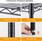Homeiju 4 Tier Shelving Unit,Heavy-Duty Height Adjustable Storage Rack 1300 LBS Capacity with Adjustable Feet,Metal Storage Shelves Wire Shelf for Kitchen Garage Laundry,13.77"D x 35.43"W x 54.33"H - Image 6