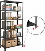 RIGID Metal Slotted Angle Rack | 5 Tier Storage Shelf Organizer | Heavy Duty Multipurpose Rack for Kitchen Living Room Garage Storage (Black, 205x91.7x45.5 cm) – Assembled - Image 7