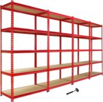 Monster Racking Pack of 4 Garage Shelving Unit - 5 Tier Heavy Duty Rack for Storage Steel Utility Shelves | Metal & MDF Boltless Assembly System | 183cm x 90cm x 45cm | Capacity 7200KG