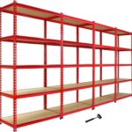 Monster Racking Pack of 4 Garage Shelving Unit - 5 Tier Heavy Duty Rack for Storage Steel Utility Shelves | Metal & MDF Boltless Assembly System | 183cm x 90cm x 45cm | Capacity 7200KG