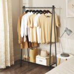 SONGMICS Clothes Rack, Coat Rack, Clothes Rack, Steel Frame, with Rod and Shelf, 33.5 x 92.5 x 153 cm, for Bedroom, Wardrobe, Laundry Room, Matt Black HSR23BK - Image 3