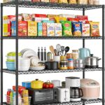 4 Tier Adjustable Heavy Duty Metal Industrial Storage Shelves 45.5''W Utility Shelving Unit for Kitchen, Pantry, Warehouse, Basement, Dorm 45.3" W x 63" H x 17.7" D