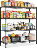 4 Tier Adjustable Heavy Duty Metal Industrial Storage Shelves 45.5''W Utility Shelving Unit for Kitchen, Pantry, Warehouse, Basement, Dorm 45.3" W x 63" H x 17.7" D
