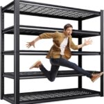 46 ''W Storage Shelves, 71‘’H Garage Shelving, Adjustable Garage Shelves, 3000lbs Heavy Duty Shelving ,5 Tier Garage Storage Shelves,Easy-To-Install Metal Shelf Storage Rack Shelving Unit For Kitchen