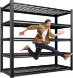 46 ''W Storage Shelves, 71‘’H Garage Shelving, Adjustable Garage Shelves, 3000lbs Heavy Duty Shelving ,5 Tier Garage Storage Shelves,Easy-To-Install Metal Shelf Storage Rack Shelving Unit For Kitchen
