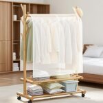 59x47in Dustproof Clothes Rack Cover,Garment Bags,Clothing Waterproof Hanger Protector,Coat Hanging Clothes Storage Bag Premium Thickened,foldable,(Transparent) - Image 5