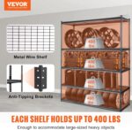 VEVOR Storage Shelving Unit, 5-Tier Adjustable, 2000 lbs Capacity, Heavy Duty Garage Shelves Metal Organizer Wire Rack, Black, 60" L x 24" W x 78" H for Kitchen Pantry Basement Bathroom Laundry Closet - Image 4