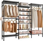 Garment Rack, Heavy Duty Clothes Rack Hanger Stand for Clothes, Freestanding Clothing Rack, Durable Closet Organizer Storage, Expandable Metal Wardrobe Rack for Bedroom, Living Room (Black) - Image 7