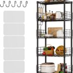 5-Shelf Shelving Unit with Height Adjustable Shelves, Metal Shelves for Storage, Heavy Duty Wire Shelf Unit for Living Room, Kitchen, Garage, Black
