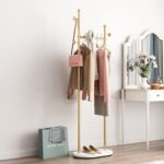 Gold Clothing Rack With Shelves, Gold Coat Rack Freestanding with Marble Base, Coat Hanger Rack,Hat Tree Coat Rack Standing Clothes Racks for Boutique，Bedroom - Image 2