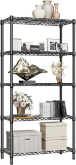 MZG 5-Tier Adjustable Heavy-Duty Metal Storage Shelving Unit, Industrial-Grade Steel Wire Rack for Garage, Warehouse, Supermarket, Balcony and Garden (Black, 40 × 85 × 174 cm), 567 kg Capacity - Image 8
