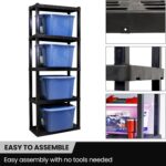 Oskar 5-Tier Shelving Unit, D 14 x W 30 x H 75 Inches, Heavy-Duty Storage Shelf, Multipurpose Organizer For Home, Kitchen, Basement, Laundry Room, Easy Assembly, Made With Recycled Materials, Black - Image 4