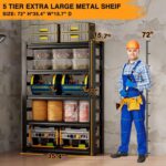 5 Tier Garage Shelving, Storage Shelves Heavy Duty Shelving, Adjustable Metal Shelf Rack and Shelf Units, Garage Shelving Heavy Duty Warehouse Industrial Shelving, 35.4" W X 15.8" D X 72" H - Image 2