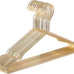 HOUSE DAY 10 Pack Strong Metal Wire Clothes Hangers, Coat Hanger, Standard Suit Hangers, Metal Shirt Dress Hanger Rack – Ideal for Heavy Clothing. (Gold Color)