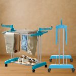 JD FRESH Stainless Steel 2 Tier Big Clothes Drying Stand/Foldable Laundry Rack/Cloth Dryer/Hanger for Clothing/Outdoor/Indoor/Balcony Space Saver for Home (Blue)