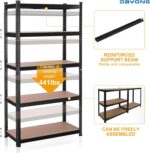 DAYONG 5 Tier Metal Storage Rack, Shelving Units, Storage Shelves, Shelf Storage Organizer for Kitchen, Living room, Bedroom, Office, Balcony (Black) - Image 5
