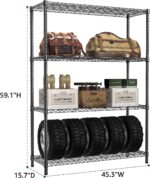 IZEUK 1400 LBS Garage Black Shelving Wide Storage Shelves 4 Tier Adjustable Heavy Duty Metal Wire Rack Standing Shelf Unit for Kitchen Office College Dorm Garage Warehouse 15.8" x 45.8"x 59.4" - Image 5