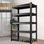 72" H Garage Shelving Heavy Duty Storage Shelves Adjustable Garage Shelves 5 Tier Metal Shelving Unit Utility Rack Shelf for Storage Kitchen Warehouse Pantry, Black (72 "H x 35.5 "W x 15.8" D) - Image 2