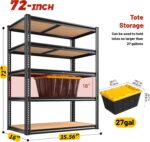 ROOMFAVE 2050LBS Storage Shelves Heavy Duty 5 Tier Garage Storage Shelving, Adjustable Metal Shelving Unit Utility Rack Shelf for Warehouse, Pantry, Closet, Kitchen 72" H x 35.56" W x 16" D, Black - Image 2