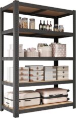 DAYONG 5 Tier Metal Storage Rack, Shelving Units, Storage Shelves, Shelf Storage Organizer for Kitchen, Living room, Bedroom, Office, Balcony (Black)
