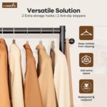 MISSLO Small Clothes Racks for Hanging Clothes Clothing Rack with Wheels 60" Metal Garment Rack with Shelves Portable Rolling Wardrobe Rack for Small Space, Black - Image 8
