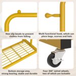 Sywhitta Clothes Rack on wheels, Clothing Rack with Bottom Mesh Storage Shelf,Sturdy Metal Frame,Rolling Garment Rack for Hanging Clothes,Coats,Skirts,39.76" L x 16" W x 64.56" H,Golden - Image 3