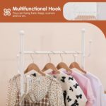 BOOSDEN Double Deck Clothes Rack with Wheels, Heavy Duty Metal Garment Racks, Rolling Clothing Rack with Storage Basket, Clothes Hanger Racks for Hanging Coats, Shirts, Dress, Shoes, Bags (White) - Image 3