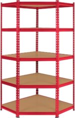 Monster Racking Z-Rax Corner Garage Shelving Unit - 5 Tier Heavy Duty Rack for Storage Steel Utility Shelves | Metal & MDF Boltless Assembly System | 183cm x 90cm x 45cm