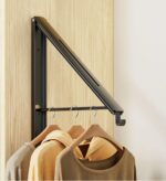 Retractable Clothes Rack, Stealth Clothes Drying Hangers, Wall Mounted Folding Clothes Hanger Drying Rack for Laundry Room Closet Storage Organization (Black) - Image 7