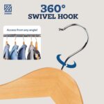 Zober Wooden Suit Hangers 30 Pack with Non Slip Pants Bar - Smooth Finish Solid Wood Coat Hanger with 360° Swivel Hook & Precisely Cut Notches for Camisole,Jacket,Pant,Dress Clothes Hangers - 1 Count - Image 5