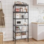 6-Tier Adjustable Storage Shelf Heavy-Duty Metal Rack Wire Shelving Unit for Laundry, Bathroom, Kitchen, Pantry Closet Organizer (Black, 60 x 35.5 x 180 CM) - Image 9