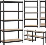 Topeakmart 5-Tier Utility Shelves, Metal Storage Shelves Garage Shelving Unit Adjustable Garage Storage Shelves Storage Racks Heavy Duty Shed Shelving- Black, 35.5 x 16 x 71 Inch - Image 8