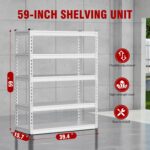 59" Garage Shelving，Basement Shelving Utility Shelf Rack, Shelving Metal Units, Adjustable 5 Tier Shelf and Storage Metal Rack， for Storage Rack Garage Shelves, 39.4 "W * 15.7 "D - Image 2
