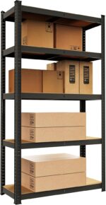 WWI Storage Shelves Metal Shelves Steel Rack 180cm Five Layers Metal Storage Rack Height Adjustable Storage Shelves (black, 90 * 40)