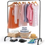 Metal Clothing Rack Garment Rack, Closet Rack Heavy Duty Hanging Racks for Clothes with Top Rod and Storage Bottom Shelf, Clothes Rail Hanger Stand Free for Hanging Coats, Skirts, Shirts 43.5 In-Black
