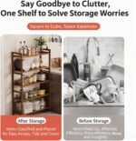 5-Tier Shelving Wooden Storage Rack Adjustable Shelves, Standing Storage Shelf Units for Entryway, Kitchen, Living Room, Bathroom,19.7" D x 9.2" W x 55.5" H - Image 3