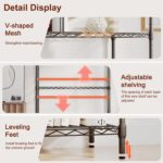 BestOffice | 4-Tier Wire Storage Shelves | 36x14x54 | Black | with Adjustable Racks | Heavy-Duty Metal Shelf, Holds Upto 1000 lbs | No-Tool Assembly | Ideal for Home & Garage Shelving - Image 5