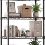 DUMOS 5-Tier Metal Wire Storage Shelves, Adjustable Standing Storage Rack Shelf, Heavy Duty Steel Shelving Unit Organizers for Kitchen Bathroom Pantry Garage, 23.2" W×13.4" D×59.8" H, Black